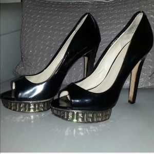 Black boutique 9 open toe heels size 9